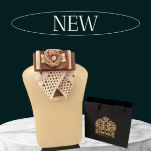 Caramel Autumn Bloom – Ivory Crochet & Caramel Satin with Floral Centerpiece