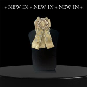 Royal Studded Layers – Indian Ivory and Gold Fabric Multi-Layered Brooch