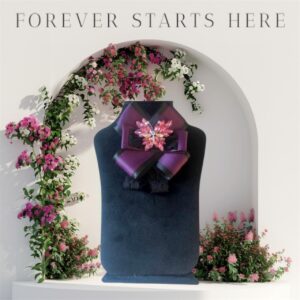 Violet Butterfly Glow – Violet & Black Bow Brooch with Butterfly