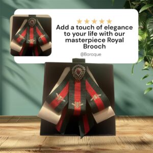 Heirloom Christmas Brooch: Handmade Fabric Lapel Pin (Red & Forest Green) with Antique Studded Detail