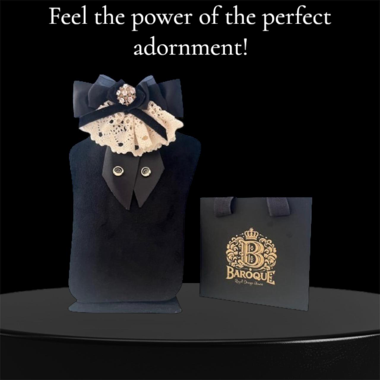 Noir & Net! Textured Charm, Crowned by a Vintage Bloom