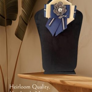 Ivory Indigo Bow Brooch - Mother of Pearl & Vintage Silver Pin