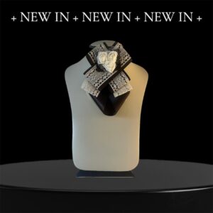 Ivory Crochet & Chocolate Satin Brooch with Floral Trio (Elegant Collection)