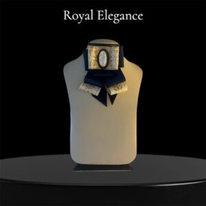 Dark Blue & Ivory Bow Brooch - Handmade Mother of Pearl Pin