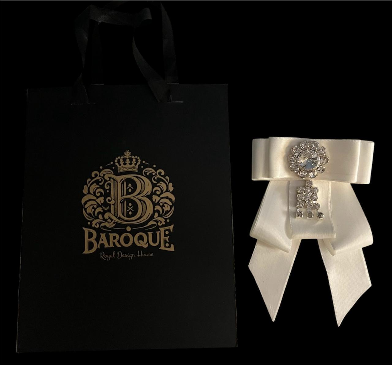 White Satin Bridal Handmade Bow Brooch - Elegant Angel Look Formal Pin - Image 2