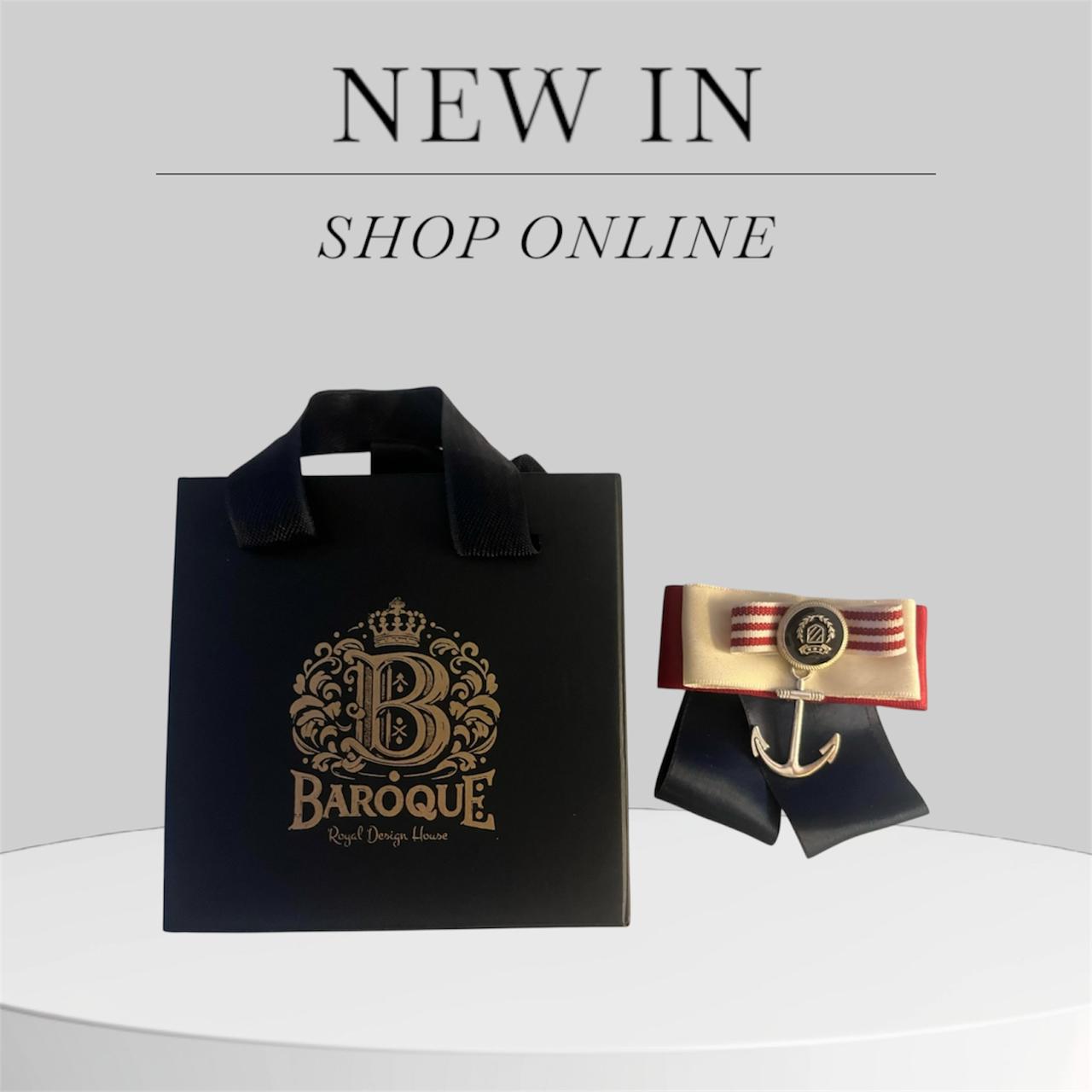 Nautical Sea Hawk Brooch: Handmade Navy Blue, White & Red Satin Pin with Symbolic Bird Centerpiece